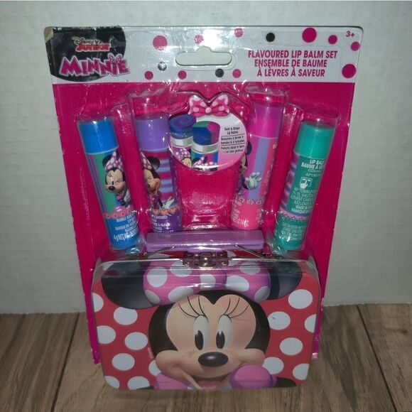 Disney Junior Girl Minnie Mouse Flavored Lip Balm Set With Red Tin Box Case. - Picture 6 of 6
